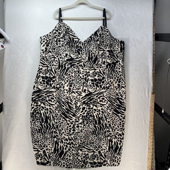 Sergio Hudson x Target Plus Sz 2X Black/White Animal Print Bustier Dress NEW - Picture 1 of 9